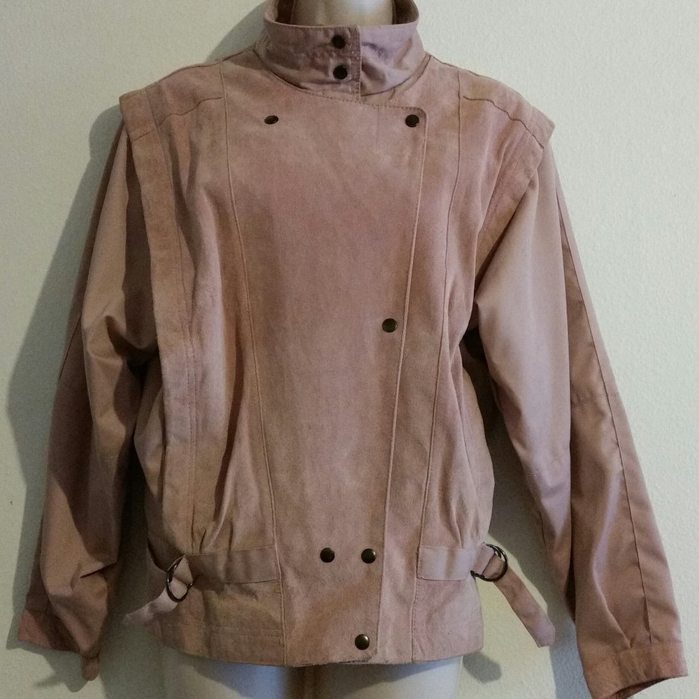 Vintage 80's Mauve Cotton/Leather Coat